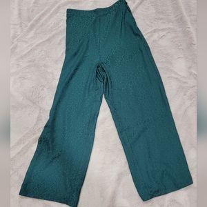 Skies are Blue Silky Green Animal Print Pajama Bottoms with Pockets!